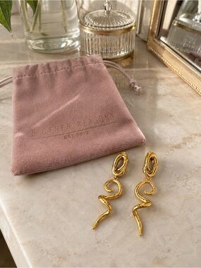 8 Other Reasons Polished Gold Abstract Squiggle Drop Earrings